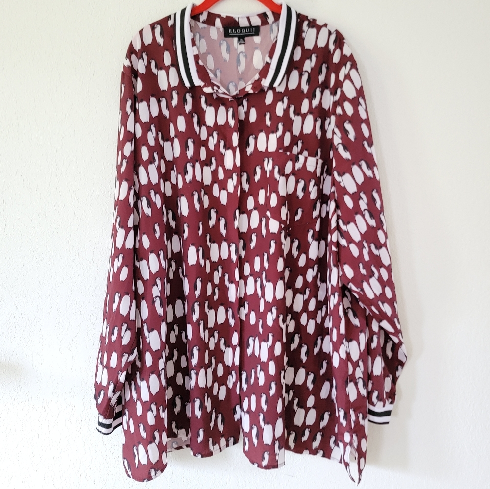 Eloquii Penguin Printed Tunic With Stripe Trim 28. - image 2